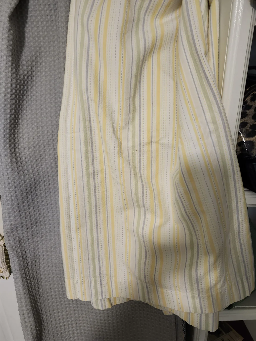 2 For One Standard Size Shower Curtains . Waffle  Gray And Stripe One